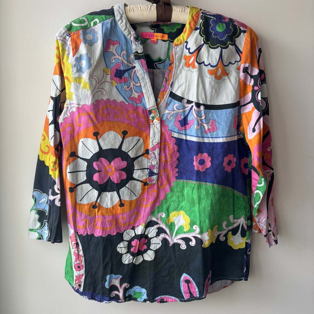 Vilagallo Francina Suzani 100% Cotton Shirt Size Medium